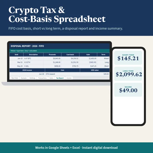 Crypto Tax & Cost-Basis Spreadsheet