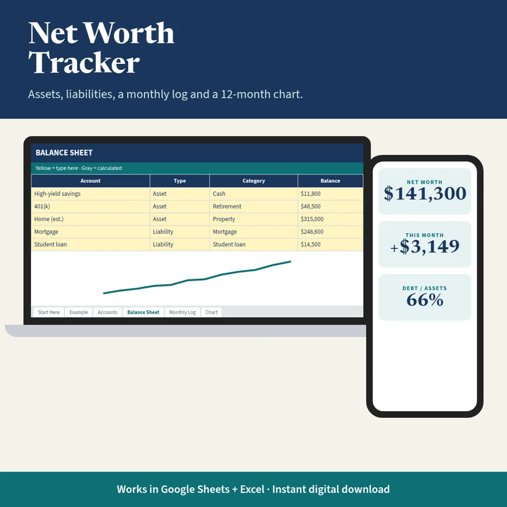 Net Worth Tracker mockup